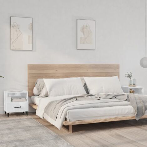 Bedside Cabinets 2 pcs High Gloss White Engineered Wood vidaXL