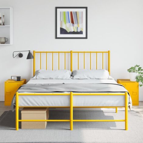 Bedside Cabinets 2 pcs Mustard Yellow 34.5x39x44 cm Steel vidaXL