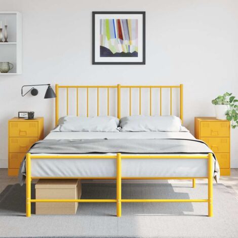 Bedside Cabinets 2 pcs Mustard Yellow 34.5x39x62 cm Steel vidaXL
