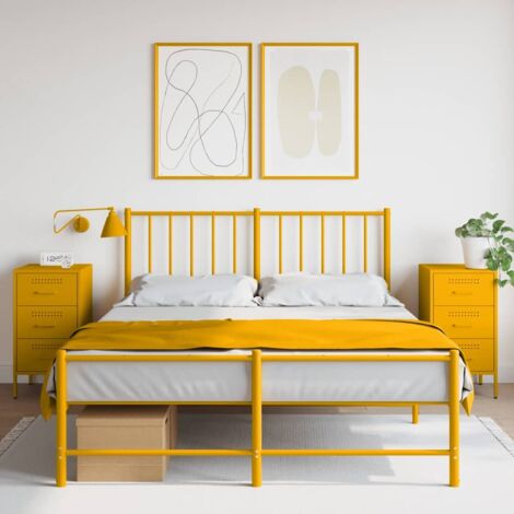 Bedside Cabinets 2 pcs Mustard Yellow 36x39x68 cm Steel vidaXL