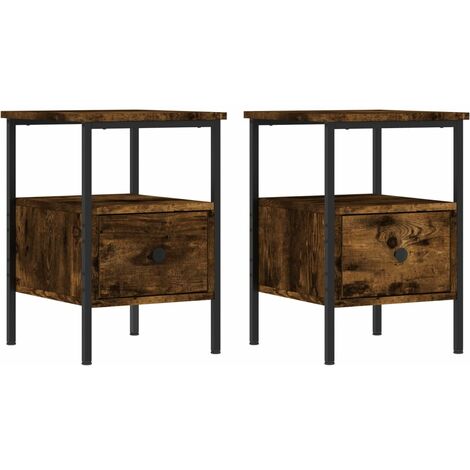 Bedside Cabinets 2 pcs Smoked Oak 34x36x50 cm Engineered Wood vidaXL