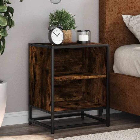 Bedside Cabinets 2 pcs Smoked Oak 40x31x50 cm Engineered Wood and Metal vidaXL