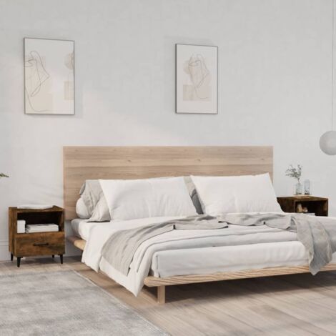 Bedside Cabinets 2 pcs Smoked Oak Engineered Wood vidaXL