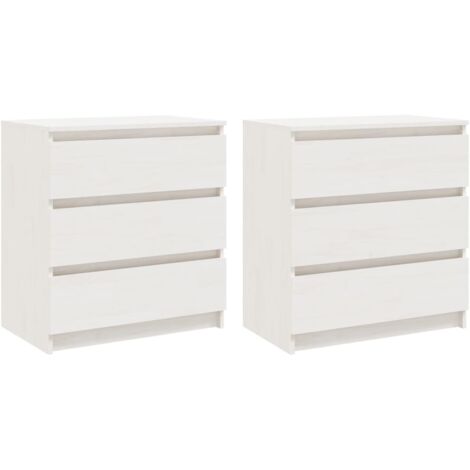 Bedside Cabinets 2 pcs White 60x36x64 cm Solid Pinewood vidaXL