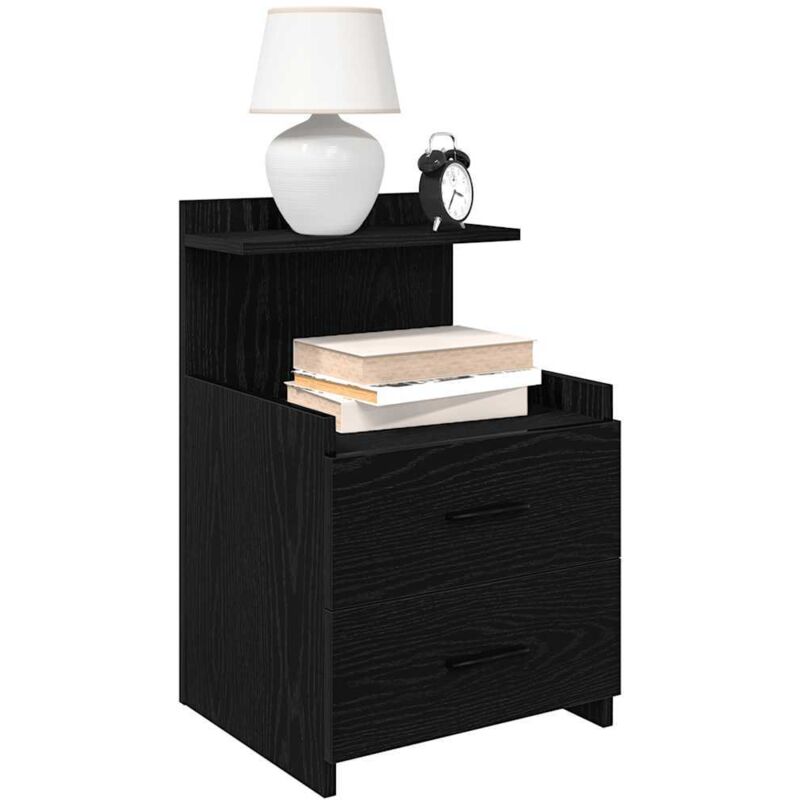 Vidaxl - Bedside Cabinets 2 Pcs With 2 Drawers Black 40x36.5x62 Cm