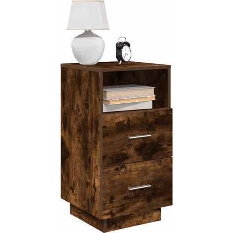 Bedside Cabinets 2 pcs with 2 Drawers Smoked Oak 36x36x68 cm vidaXL