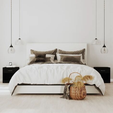 Bedside Cabinets 2 pcs with Drawer Black vidaXL
