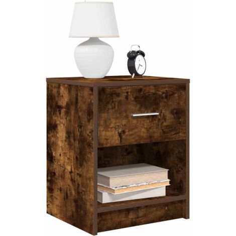 Bedside Cabinets 2 pcs with Drawer Smoked Oak 40x34x50 cm vidaXL
