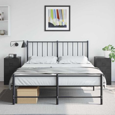 Bedside Cabinets 2pcs Black 34.5x39x62 cm Steel vidaXL