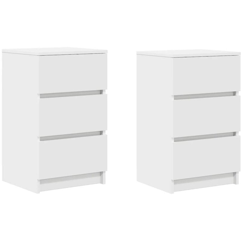 Bedside Cabinets With 3 Drawers 2 Pcs White 39x35x65 Cm Vidaxl