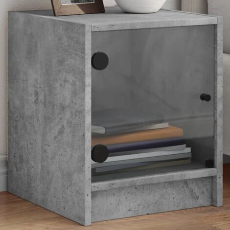 Bedside Cabinets with Glass Doors 2 pcs Concrete Grey 35x37x42 cm vidaXL