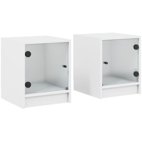 Bedside Cabinets with Glass Doors 2 pcs White 35x37x42 cm vidaXL