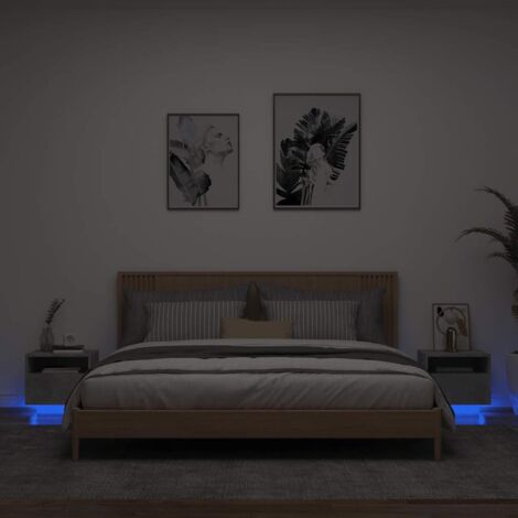 Bedside Cabinets with LED Lights 2 pcs Concrete Grey 40x39x37 cm vidaXL