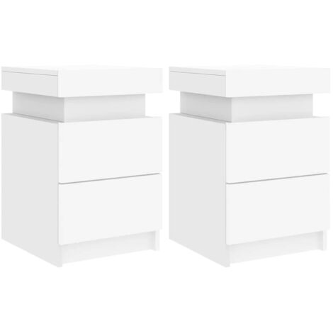 Bedside Cabinets with LED Lights 2 pcs White 35x39x55 cm vidaXL