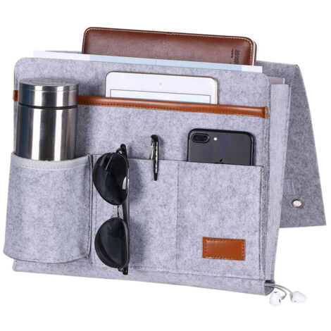 Bedside Caddy Bedside Organizer Bag Holder with 5 Pockets Felt Hanging Storage Organizer for Bed Rails Dorm Sofa