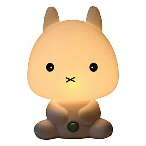 Bedside lamp, for children, LED, table decoration, EU-standardized, plastic, white, rabbit