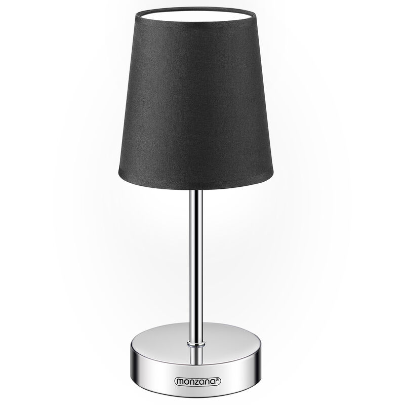 Monzana - Bedside Lamp Chrome With Fabric Shade E14 15W Living Room Table Lamp Office Metal Anthracite