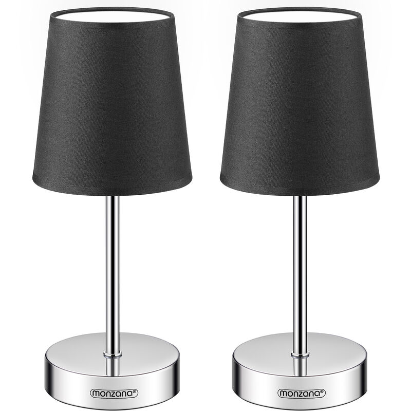 Monzana - Bedside Lamp Chrome With Fabric Shade E14 15W Living Room Table Lamp Office Metal White Anthracite Taupe Anthrazit 2er Set (de)