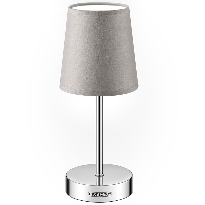 Monzana - Bedside Lamp Chrome With Fabric Shade E14 15W Living Room Table Lamp Office Metal Taupe