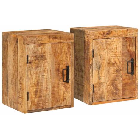 Bedside Table 2 pcs Brown 35 x 33 x 48 cm Solid Mango Wood vidaXL