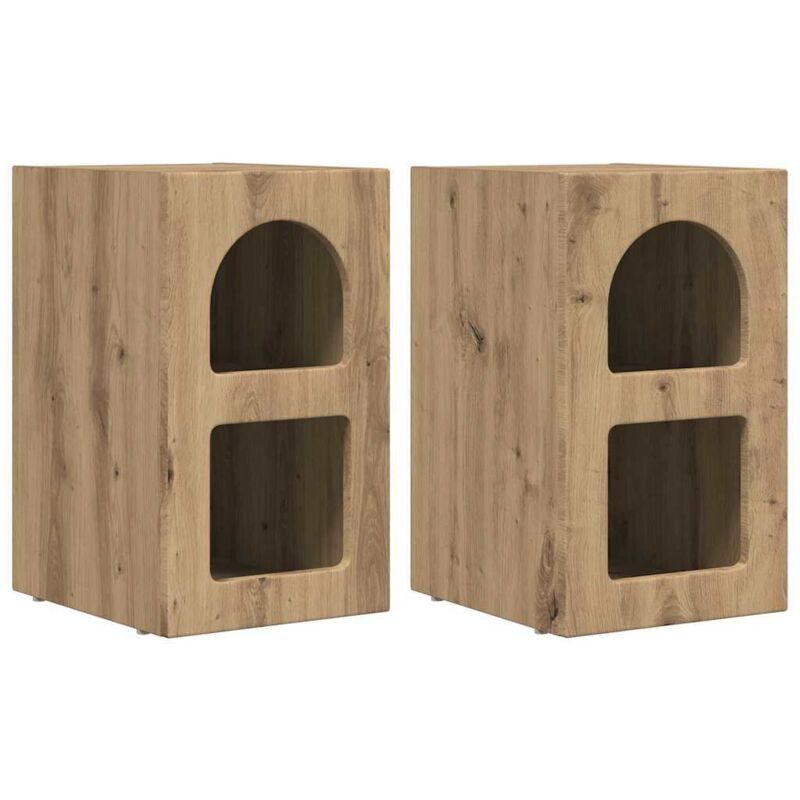 Bedside Table 2 Pcs Artisan Oak 29.5 X 33.5 X 50 Cm Vidaxl