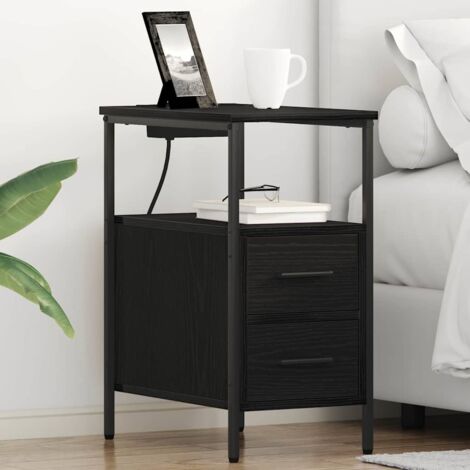 Bedside Table Black oak 30 x 48 x 61 cm Engineered wood vidaXL
