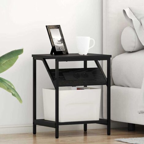 Bedside Table Black oak 38 x 30 x 48 cm Engineered wood vidaXL