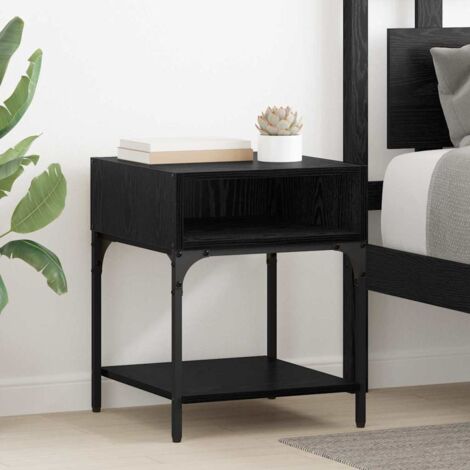 Bedside Table Black Oak 40 x 40 x 50 cm Engineered Wood vidaXL