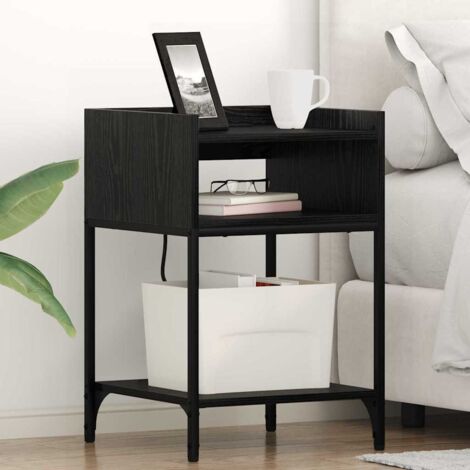 Bedside Table Black oak 40 x 40 x 61 cm Engineered wood vidaXL