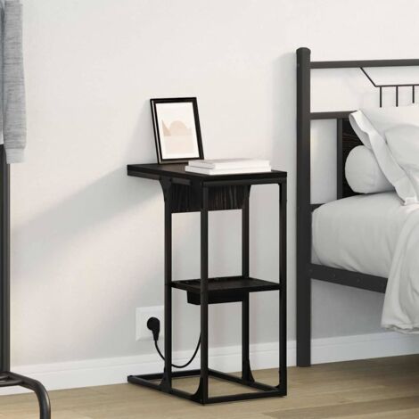 Bedside Table Black oak 41.5 x 26 x 60.5 cm Engineered wood vidaXL