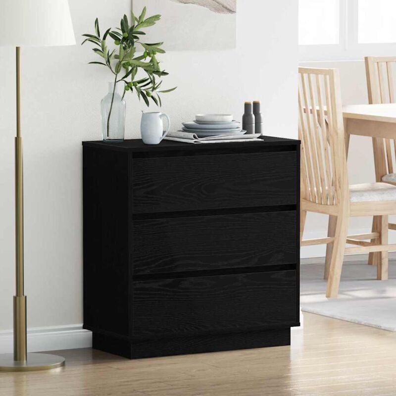 Bedside Cabinet With Black 71 X 34.5 X 75 Cm Engineered Wood Vidaxl