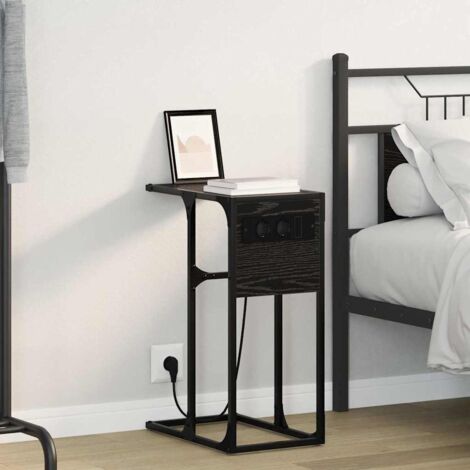 Bedside Table Black oak Engineered wood vidaXL