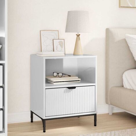 Bedside Table High gloss white 49 x 36 x 61 cm Engineered wood vidaXL
