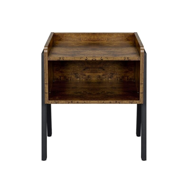 Side Table Industrial Nightstand Stackable End Table, Rustic Brown - Yaheetech