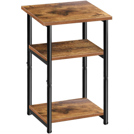 Bedside Table Nightstand Cabinet w/ Metal Frame Sofa Side Table Shelf