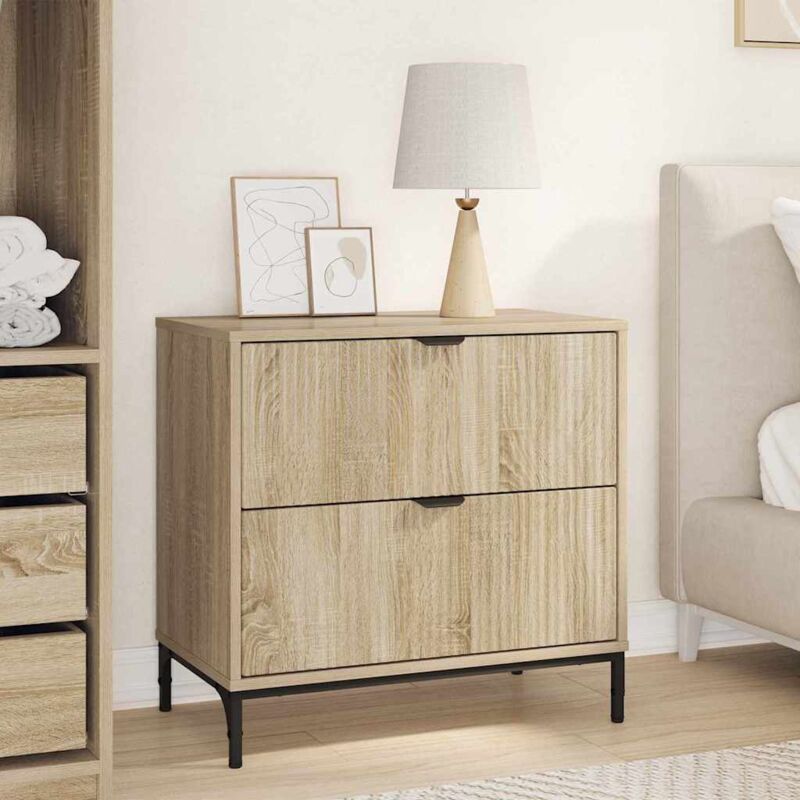 Bedside Table Sonoma Oak 63.5 X 36 X 61 Cm Engineered Wood Vidaxl