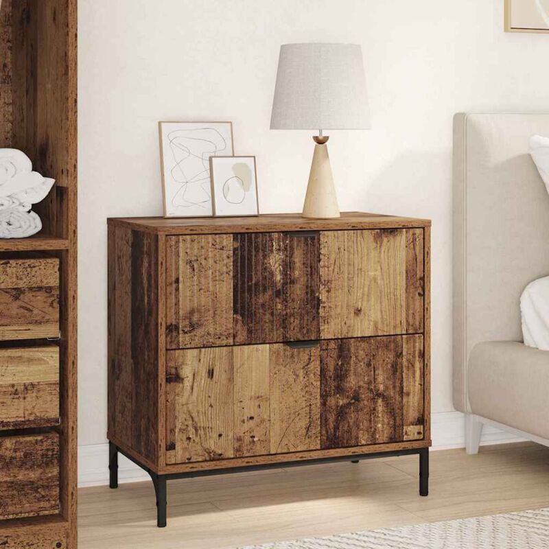 Bedside Table Old Wood 63.5 X 36 X 61 Cm Engineered Wood Vidaxl