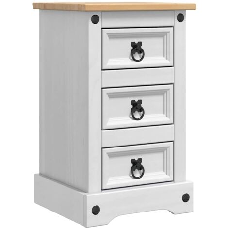 Bedside Table White 35 x 32.5 x 58 cm Solid Pine Wood vidaXL