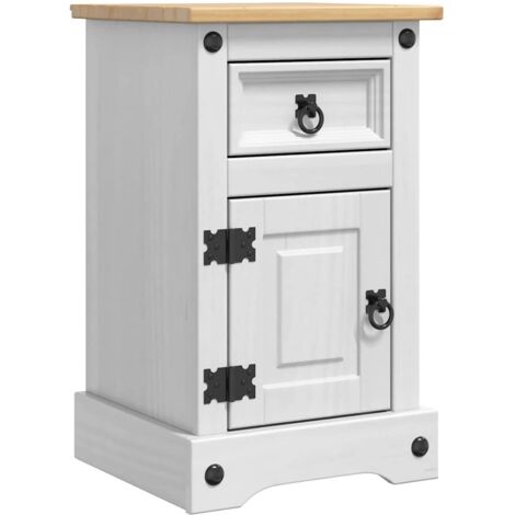 Bedside Table White 35 x 32.5 x 58 cm Solid Pine Wood vidaXL