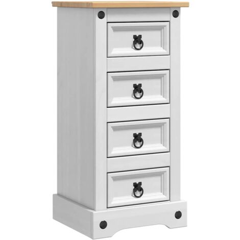 Bedside Table White 35 x 32.5 x 74 cm Solid Pine Wood vidaXL