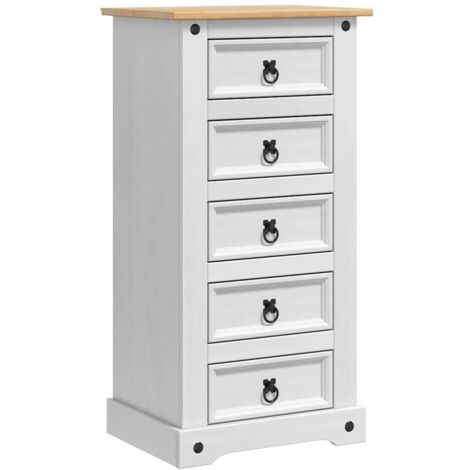 Bedside Table White 53 x 39 x 103 cm Solid Pine Wood vidaXL
