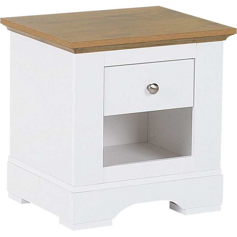 Modern Scandinavian Bedside Table Nightstand Storage White Light Wood Winglay