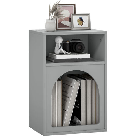 Bedside Table with 2 Open Compartments - Grey