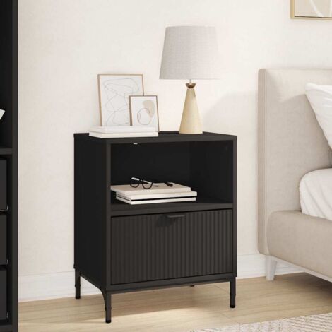 Bedside Table with Drawer Black 49 x 36 x 61 cm Engineered wood vidaXL