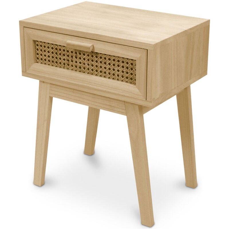 Bedside Table with Drawer - Boho Bali Wood - Yanpai