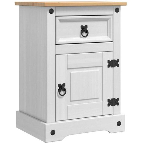 Bedside Table with Drawer White 45 x 35 x 64 cm Solid Pine Wood vidaXL