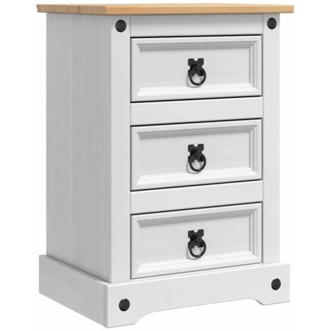 Bedside Table with Drawer White 45 x 35 x 64 cm Solid Pine Wood vidaXL