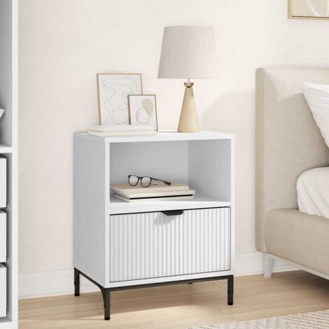 Bedside Table with Drawer White 49 x 36 x 61 cm Engineered wood vidaXL