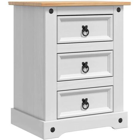 Bedside Table with Drawer White 53 x 39 x 66 cm Solid Pine Wood vidaXL