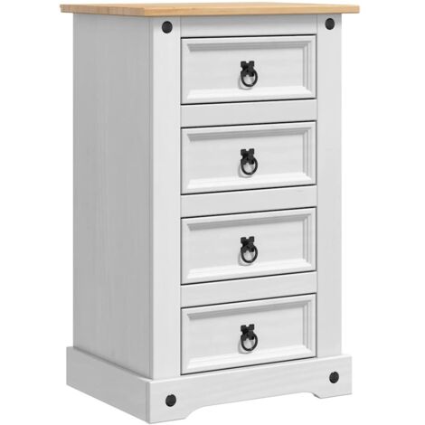 Bedside Table with Drawer White 53 x 39 x 84 cm Solid Pine Wood vidaXL